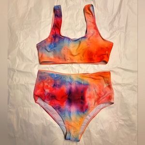 Shein Tie Dye High Waisted Bikini Swimsuit Size M.